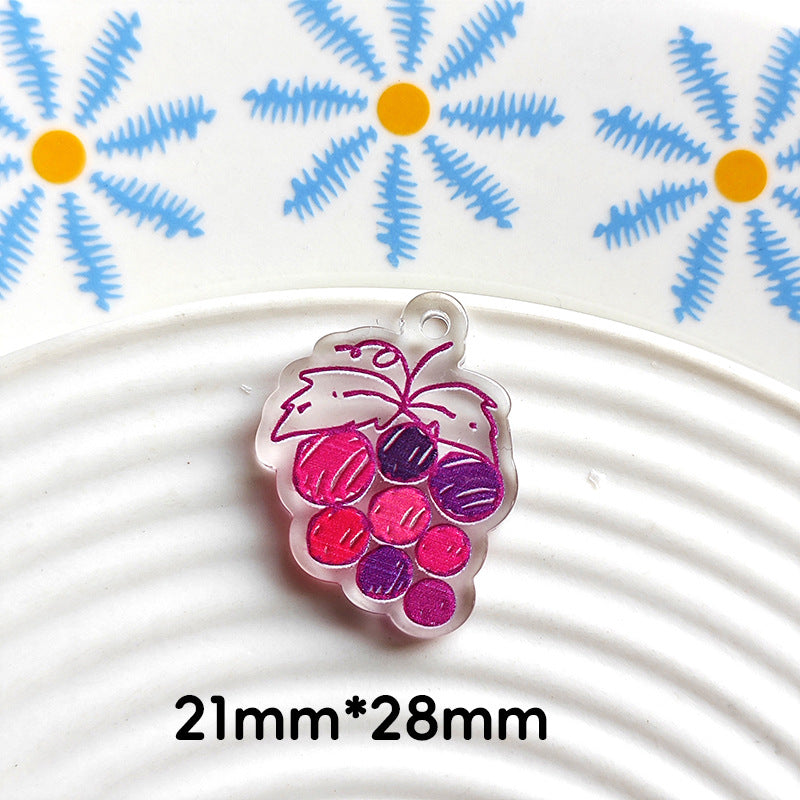 Wholesale 10pcs Double-sided bow three-dimensional relief acrylic jewelry accessories DIY pendant with holes cartoon character cute